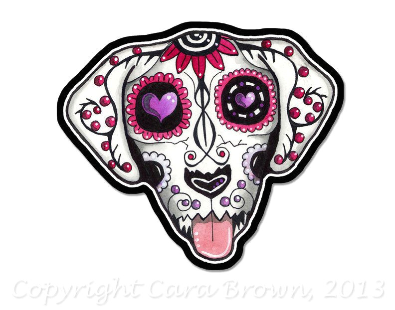 Drawing Of A Dead Dog Large Sugar Skull Dog Car Decal Day Of the Dead Vinyl Sticker Car