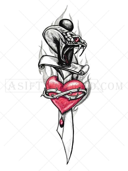 Drawing Of A Detailed Heart This Super Cool Highly Detailed Black White and Red Dagger and