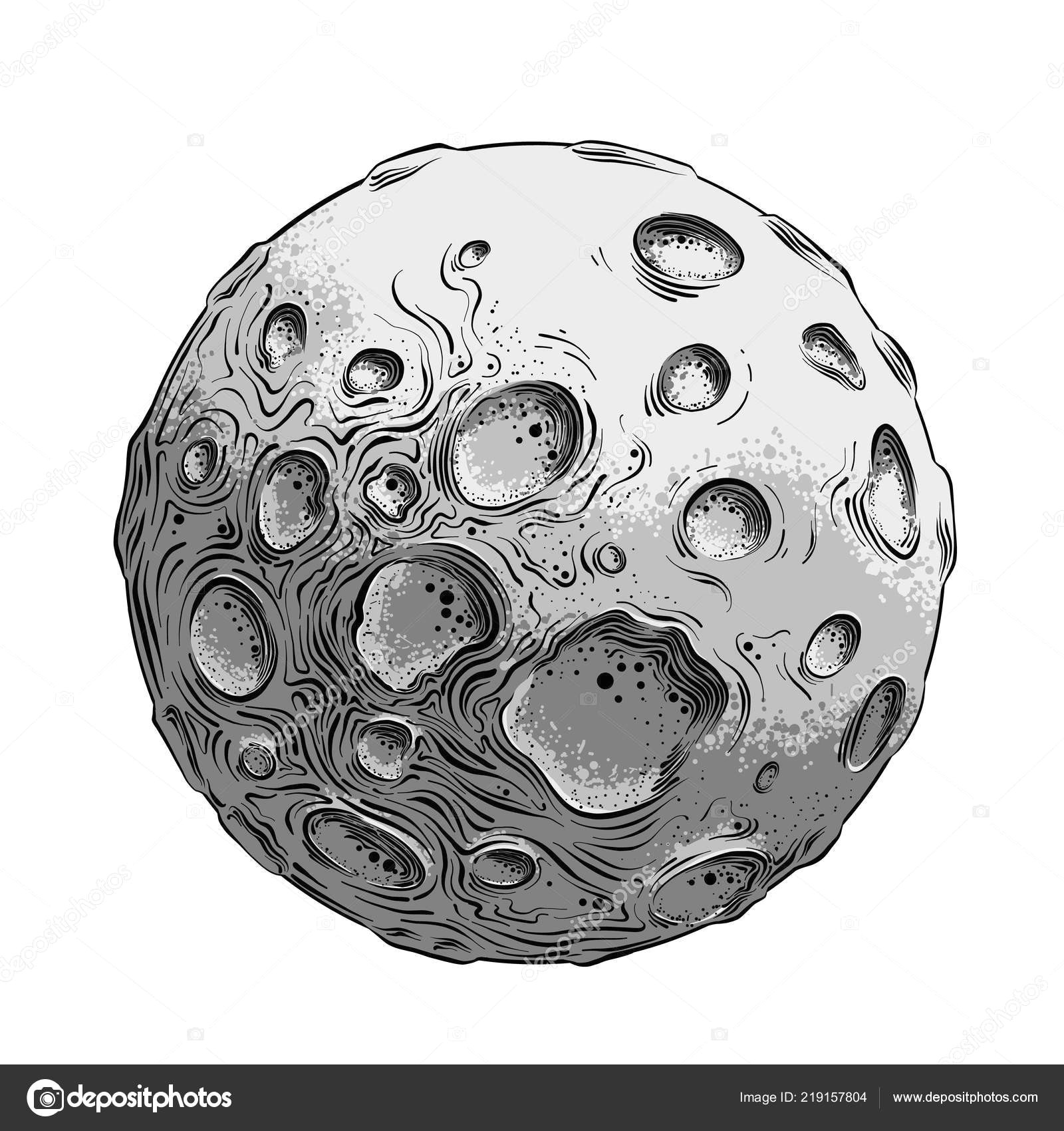Drawing Of A Dog Black and White Hand Drawn Sketch Of Moon Planet In Black and White Color isolated