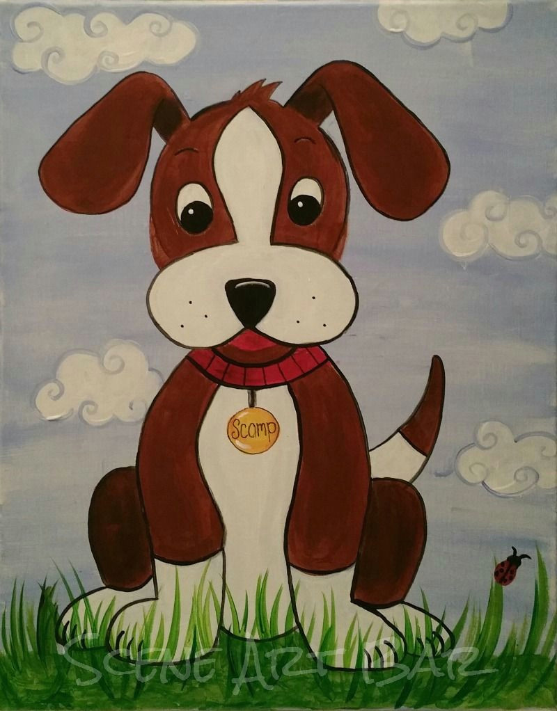 Drawing Of A Dog Easy Step by Step Step by Step Puppy Dog Acrylic Painting for Children Beginner