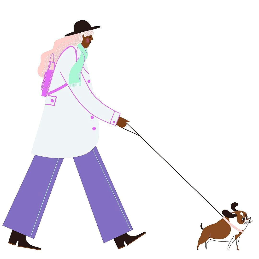 Drawing Of A Dog On A Leash Dog Walker Art Drawing Procreate Illustration Applepencil Dogs