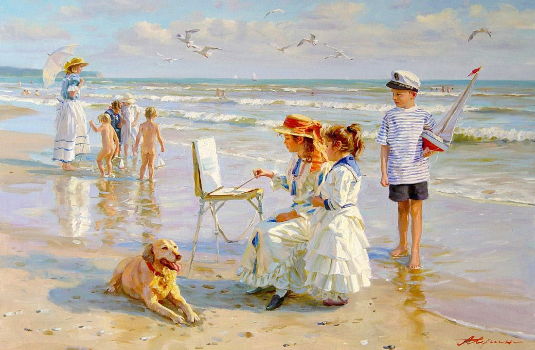 Drawing Of A Dog On the Beach Alexander Averin Art at the Beach Pinterest Artist Art and