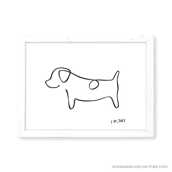 Drawing Of A Dog On the Beach Jrt Print Abstract Jack Russell Terrier Line Drawing Home Decor