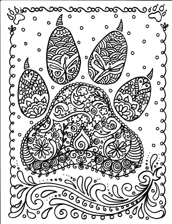 Drawing Of A Dog Paw Instant Download Dog Paw Print You Be the Artist Dog Lover Animal