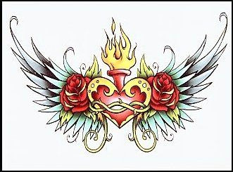 Drawing Of A Flaming Heart Blue Wing Heart Temporary Tattoo by Tattoo Fun 3 95 Temporary