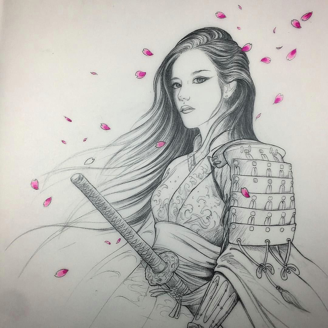 Drawing Of A Geisha Girl Rdt Reddemon Reddemontattoos Geisha Samurai Warrior Princess