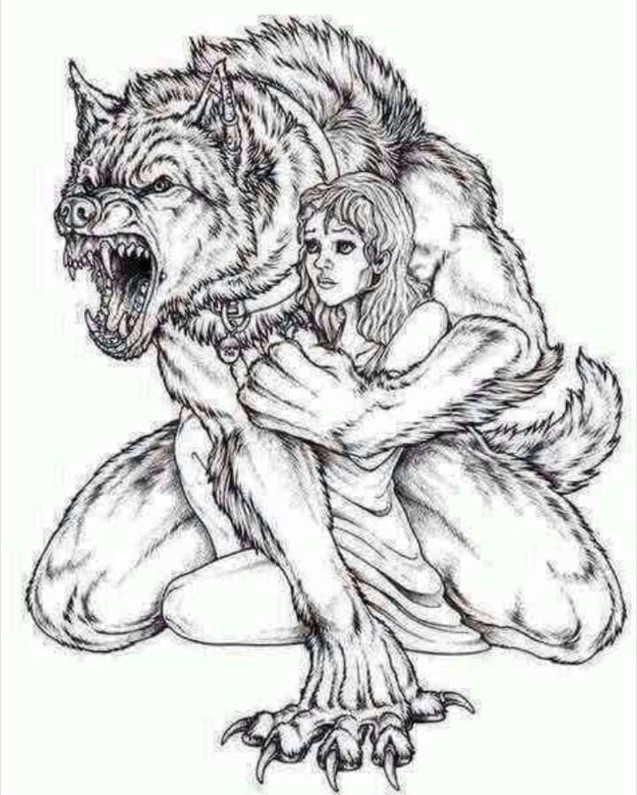 Drawing Of A Girl and A Wolf Wolf Girl Tattoo Tattoos Werewolf Drawings Tattoos