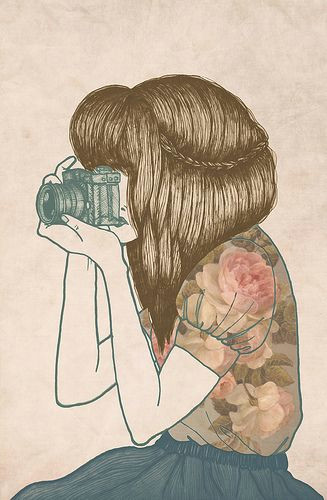 Drawing Of A Girl and Camera Love It but Seriously Never Seen Anyone Hold A Camera Like that P