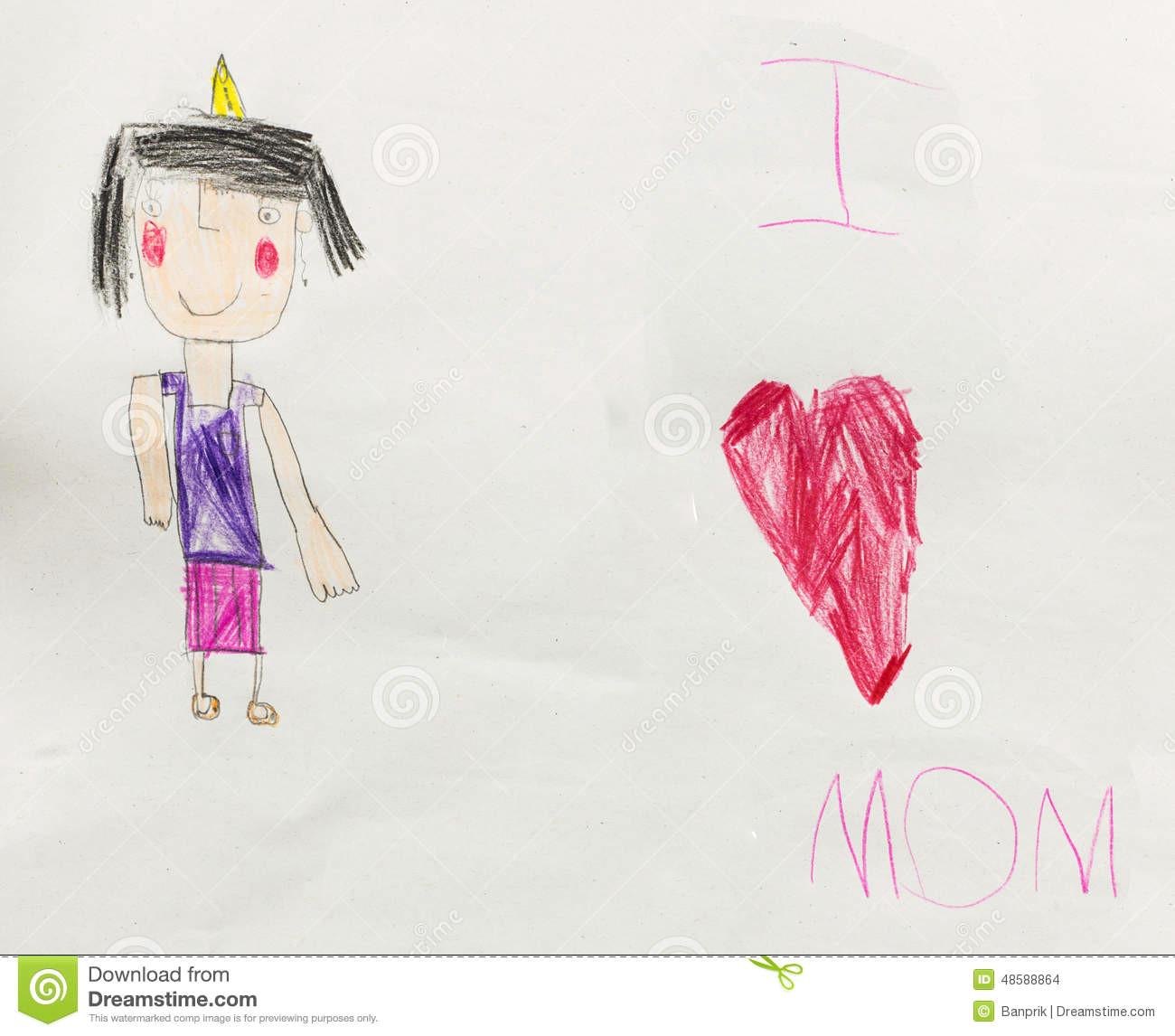 Drawing Of A Girl and Her Mom I Love Mother Child Drawing Stock Illustration Illustration Of