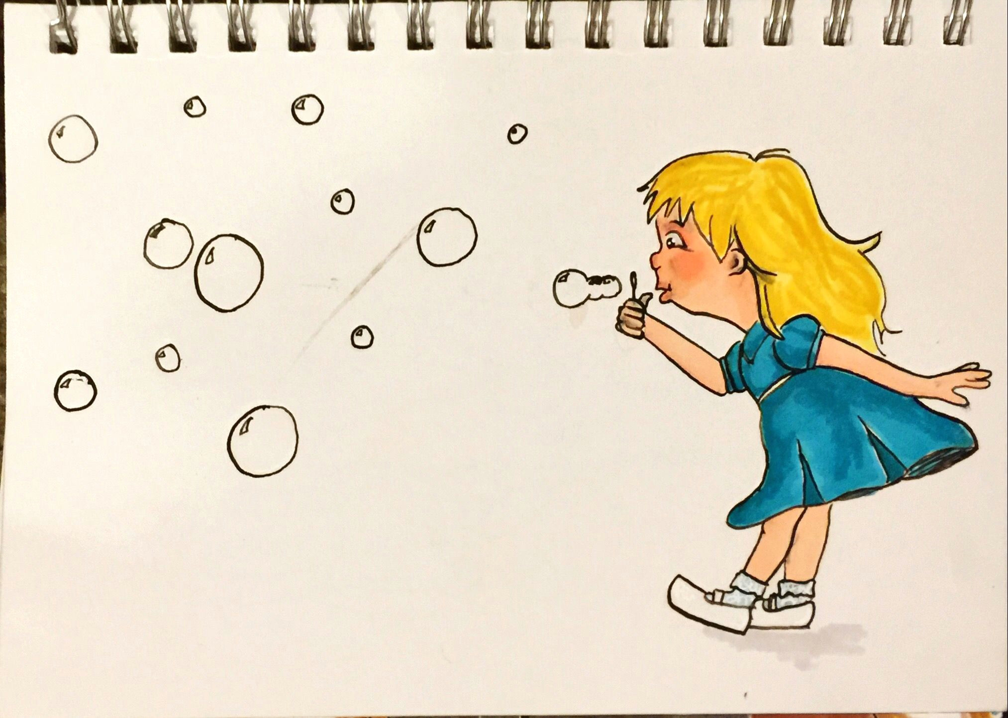 Drawing Of A Girl Blowing Bubbles Girl Blowing Bubbles Sketch Lori Douglas Lori S Drawings and