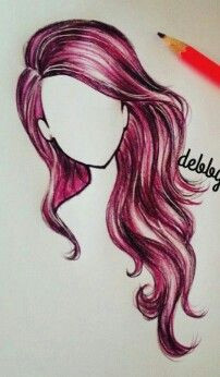 Drawing Of A Girl Coloured Pelo Rosa Rojo Lapiz Color Dibujosa Pinterest Drawings Girls