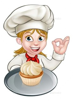 Drawing Of A Girl Cooking Free Cartoon Girl Chef Cook Vector Illustration Illustration