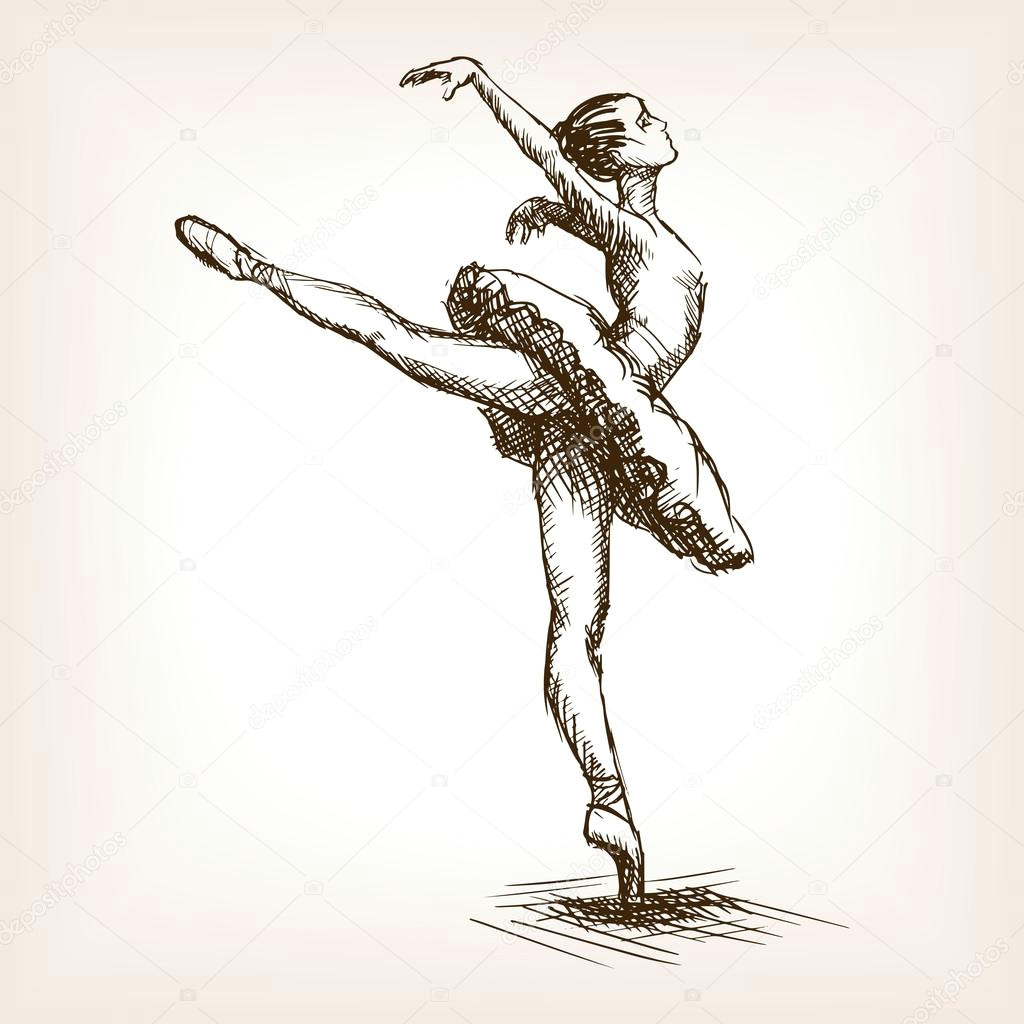 Drawing Of A Girl Dancing Ballet Ballet Dancer Girl Sketch Vector Grafika Wektorowa