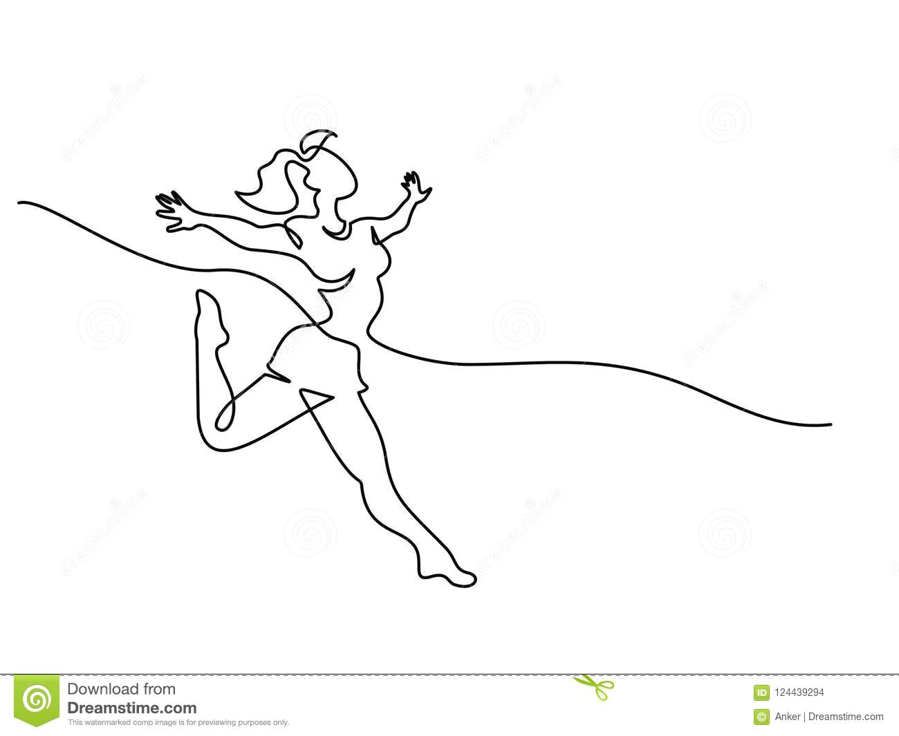 Drawing Of A Girl Doing Gymnastics Young Happy Girl Try to Fly Out Stock Vector Illustration Of