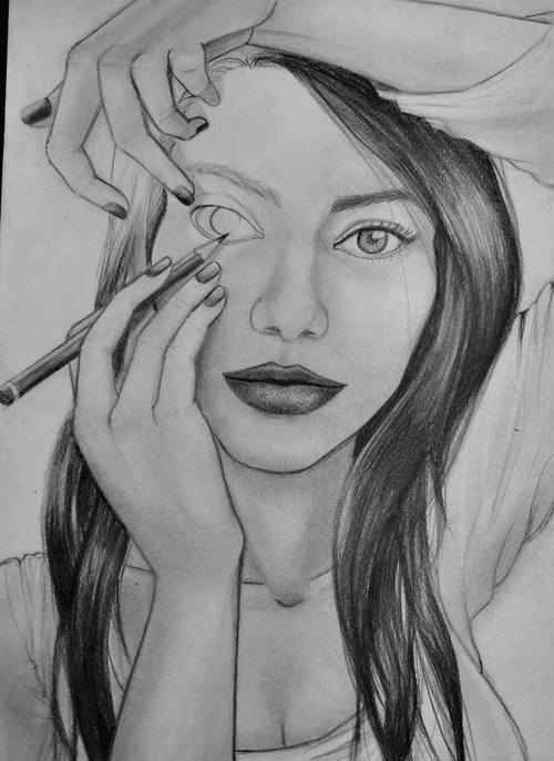 Drawing Of A Girl Drawing Herself Expressive Self Portrait What Do I Want to Tell Others About Myself