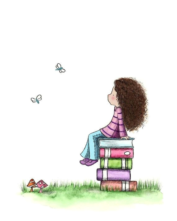 Drawing Of A Girl Dreaming Girl and Books Daydreaming Art Print In 2018 Art Pinterest