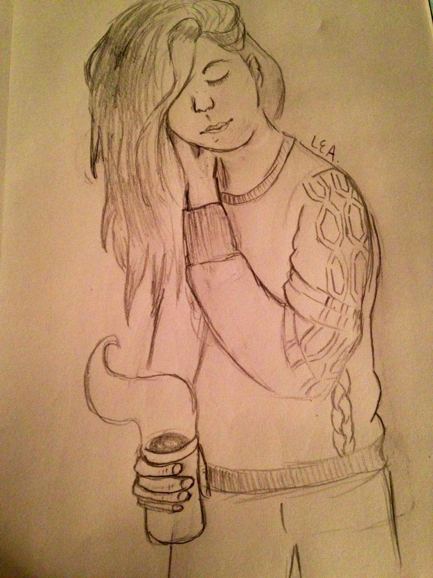 Drawing Of A Girl Drinking Coffee A Girl Drinking Coffee by Lauren A My Really Old Art Middle