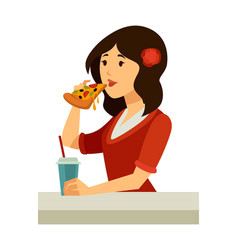 Drawing Of A Girl Eating Pizza Pizza Girl Vector Images Over 550
