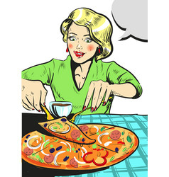 Drawing Of A Girl Eating Pizza Pizza Girl Vector Images Over 550