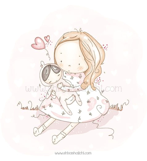 Drawing Of A Girl for Nursery Baby Girl Illustration Cute Nursery Art Print soft Colours Doll