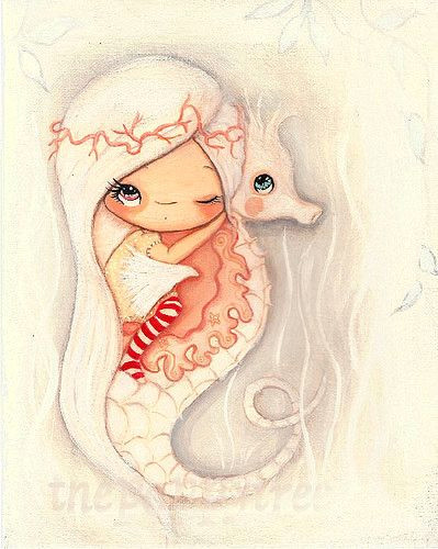 Drawing Of A Girl for Nursery Untitled Cute Illustrations Art Seahorse Art Mermaid Art