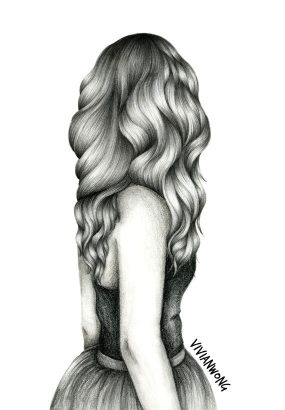 Drawing Of A Girl From Back Pin by Savannah D On Drawings Drawings Sketches Hair Sketch