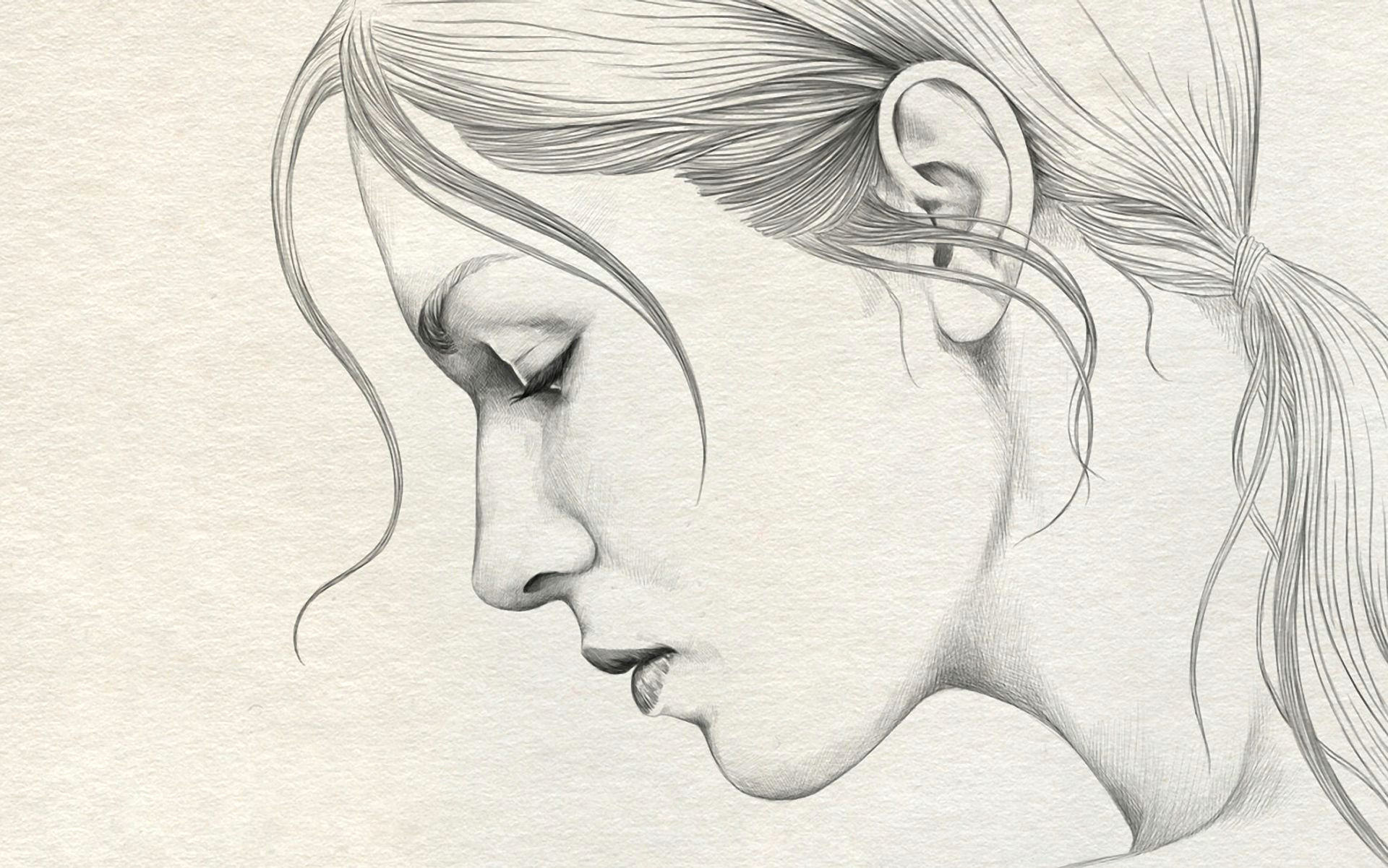 Drawing Of A Girl From Side Simple Pencil Drawing Of Lady Face Side Drawing Faces