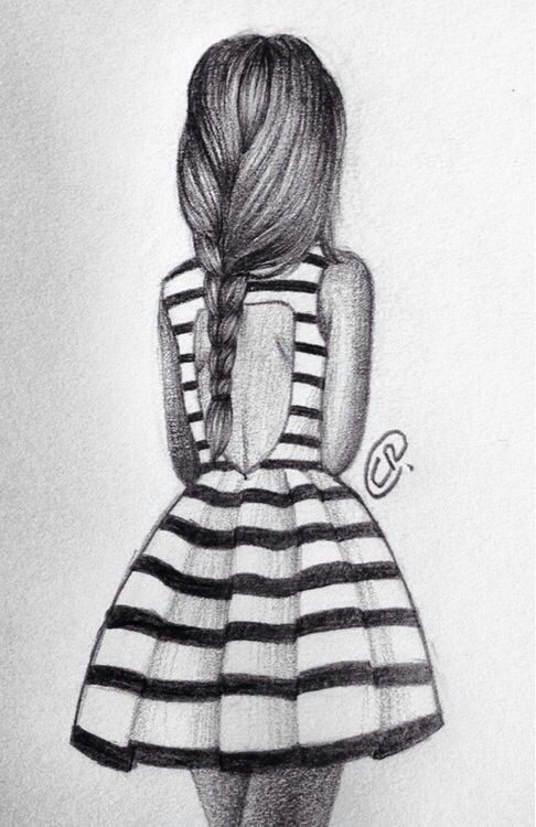 Drawing Of A Girl From the Back Girl Fashion Dress Drawing Stripes Art Diy Drawings Art