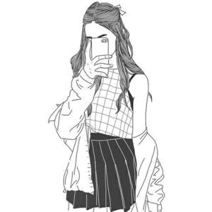 Drawing Of A Girl Going to School We Heart It Dekoideen Pinterest Tumblr Outline Drawings Und