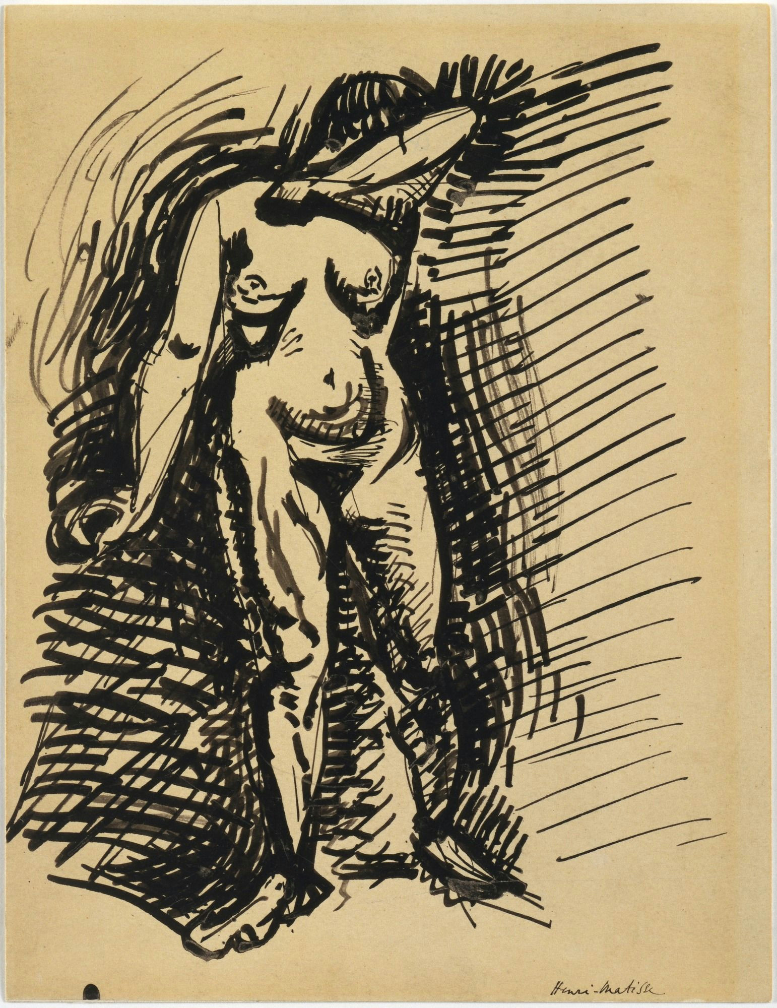 Drawing Of A Girl Hiding Her Face Henri Matisse Standing Nude Arms Covering Her Face C 1901 03