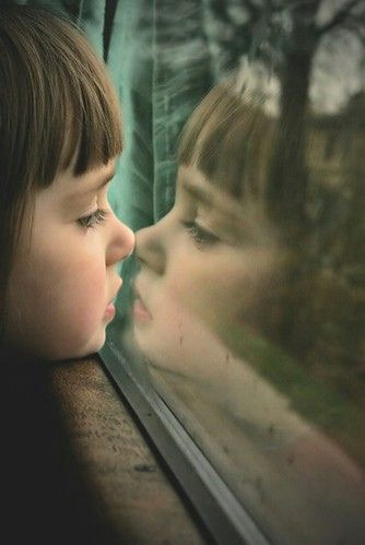 Drawing Of A Girl Holding A Mirror Child Reflection Window Girl Photography Portrait