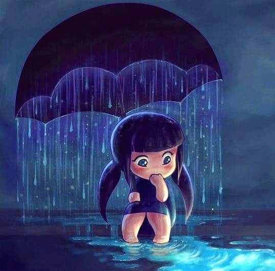 Drawing Of A Girl Holding An Umbrella Girl Under Umbrella In Rain Cartoon Illustration Via Www Facebook