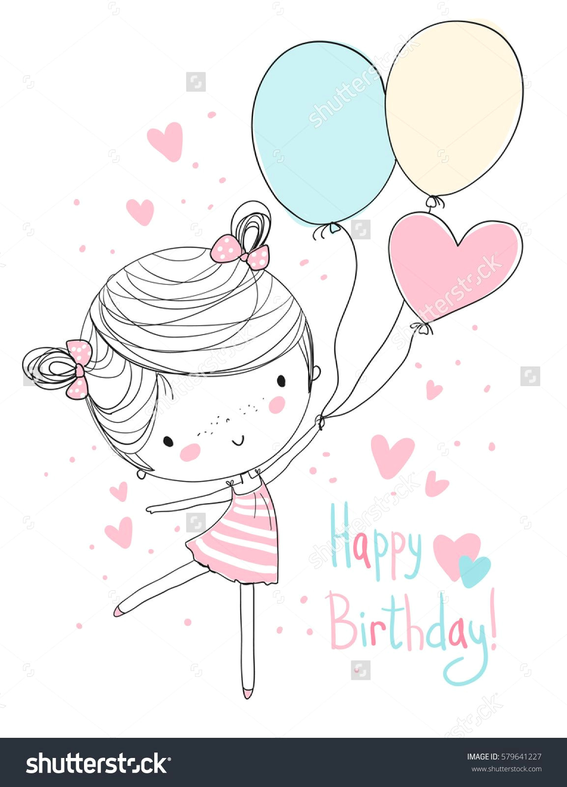 Drawing Of A Girl Holding Balloons Girl Holding Balloons Happy Birthday Couple Things Pinterest