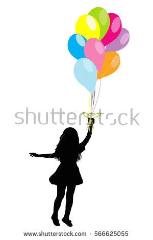 Drawing Of A Girl Holding Balloons Girl Silhouette with Colorful Balloons On White Background Bar