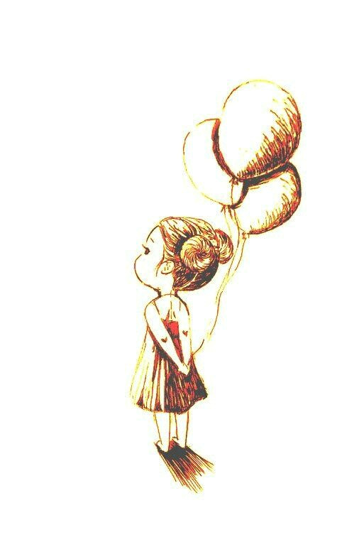 Drawing Of A Girl Holding Balloons Little Girl Holding Balloons Tumblr Little Girl Holding Balloons