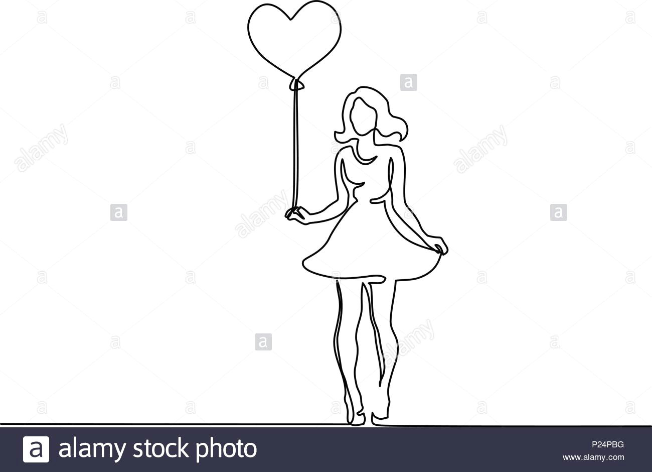 Drawing Of A Girl Holding Balloons Woman Holding Balloon Silhouette Stock Photos Woman Holding