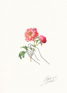 Drawing Of A Girl Holding Flowers Holding Flowers Design Pinterest Drawings Art and Illustration