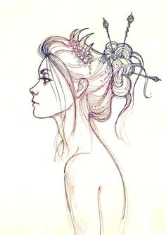 Drawing Of A Girl Holding Her Hair Drawing Side Profile Girl Sketch Inspiration Drawings Art Art