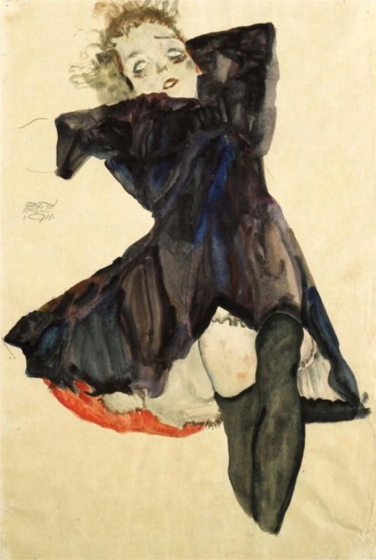 Drawing Of A Girl In A Blue Dress Girl In Blue Dress 1911 Egon Schiele Schiele Early Pinterest