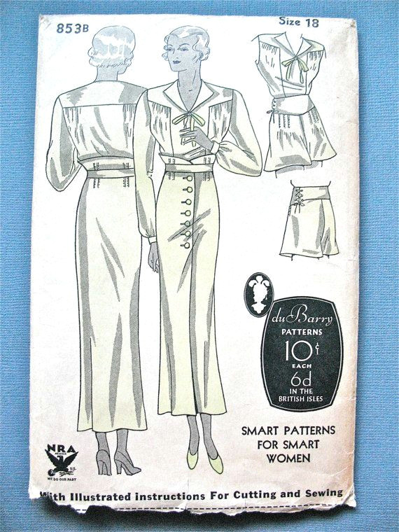 Drawing Of A Girl In A Dress Step by Step 1930s Du Barry 853b Skirt top Shorts with Side Ties Midriff Playsuit