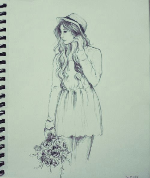 Drawing Of A Girl In Colour This Would Be Cute with A Colour Background or Colour Coming From