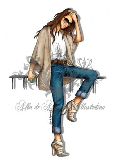 Drawing Of A Girl In Jeans 208 Best forever In Blue Jeans Illustration Images In 2019