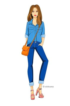 Drawing Of A Girl In Jeans 208 Best forever In Blue Jeans Illustration Images In 2019