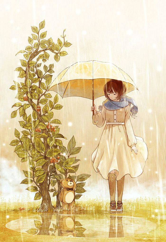 Drawing Of A Girl In Rain A C Starrye Ae Ae E C A Ae C Arts Anime Art Art Illustration