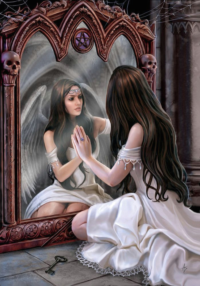 Drawing Of A Girl In the Mirror Magical Mirror Card Art Pinterest Anne Stokes Fantasy