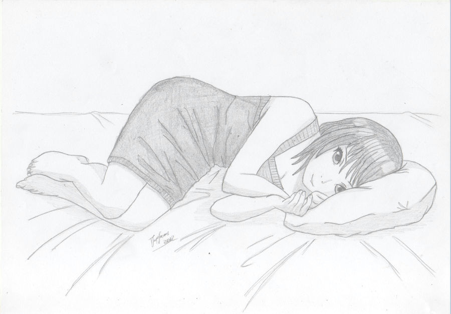 Drawing Of A Girl Laying On A Bed Scetch 3 Girl Laying On Her Bed by Nick San90 On Deviantart