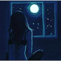 Drawing Of A Girl Looking at the Moon Little Girl Looking Out Window at Moon From My Window Little