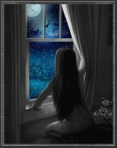 Drawing Of A Girl Looking at the Moon Little Girl Looking Out Window at Moon From My Window Little