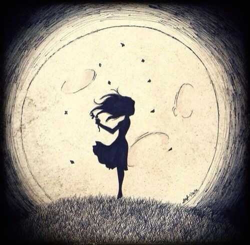 Drawing Of A Girl Looking at the Moon Silhouette Of Girl with Flower Moon Art Moon Woman Art