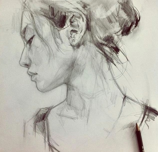 Drawing Of A Girl Looking Sideways Girl Sideways Drawings Sketches Paintings Ilustraciones Arte